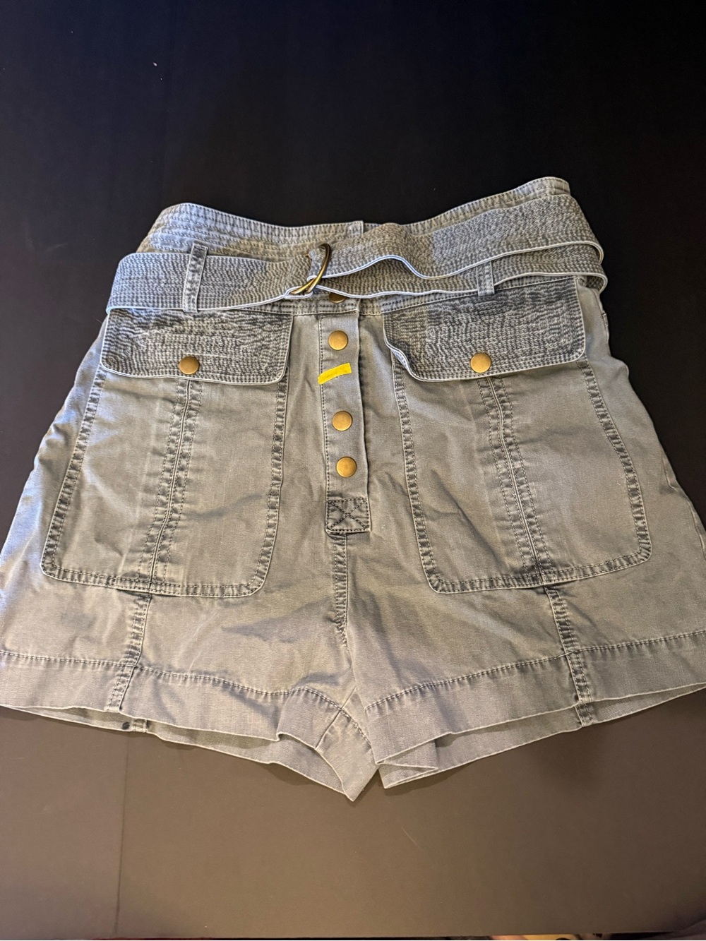 Ulla Johnson Light Gray High-Waist Utility Shorts with Belt